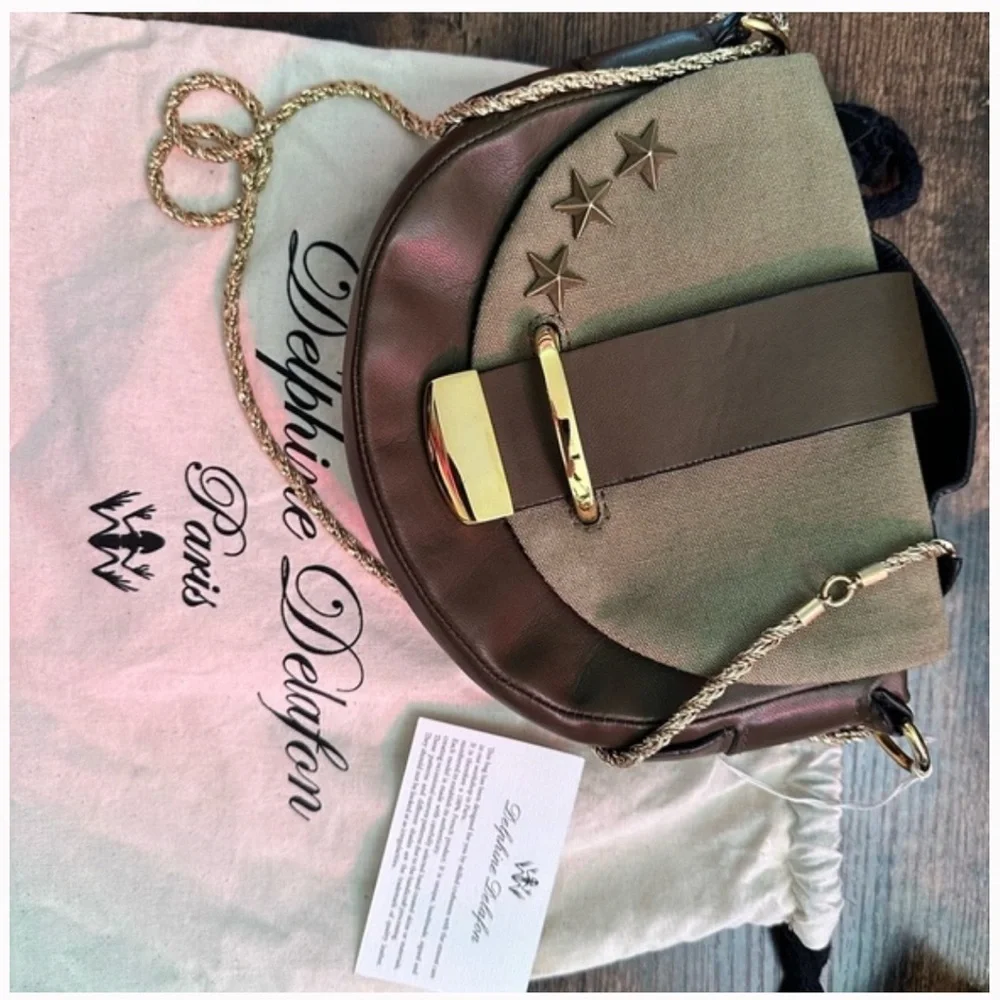 RARE Delphine Delafon Utilitarian Military crossbody Chain shoulder bag - Picture 3 of 11